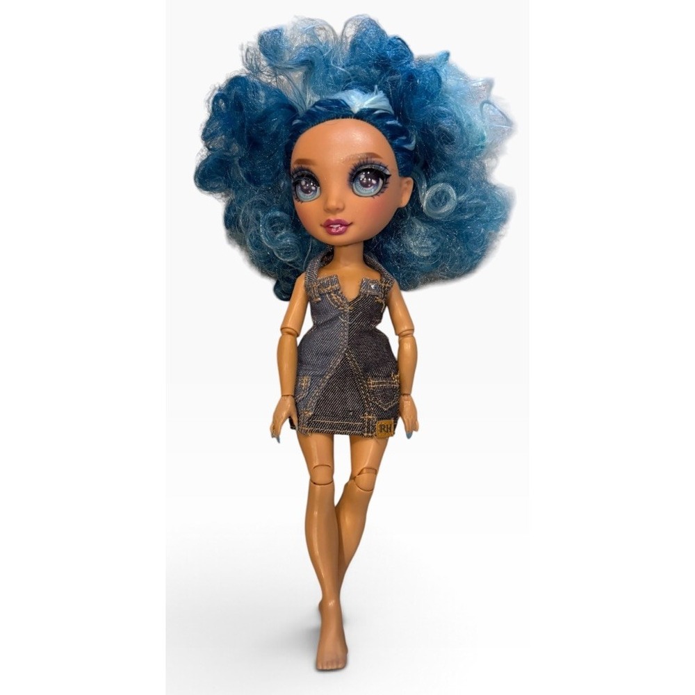 Rainbow High Skyler Bradshaw Series 1 Blue Fashion Doll Denim Dress Curly Hair